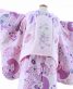 七五三 3歳女の子用被布[しなこ](被布)薄ピンク(着物)紫のレトロモダン柄No.114V